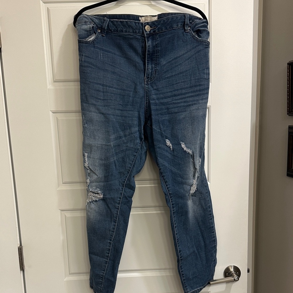 ARULA Blue Distressed Boyfriend Jeans